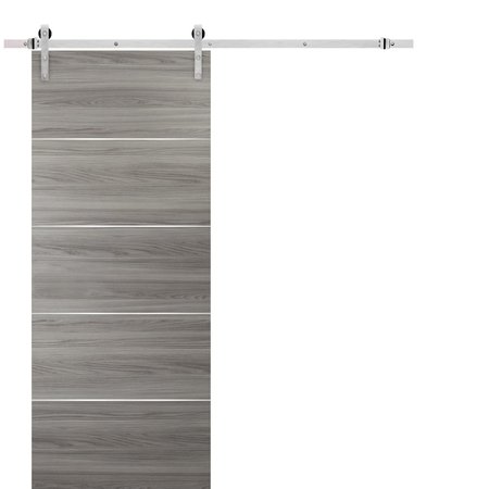 SARTODOORS Pocket Interior Door, 32" x 84", Gray PLANUM20BD-GA-S-30